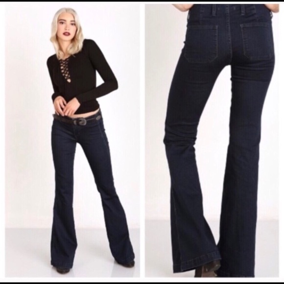 Free People Denim - Free People Jolene Dark Wash Flare Jeans Size 27